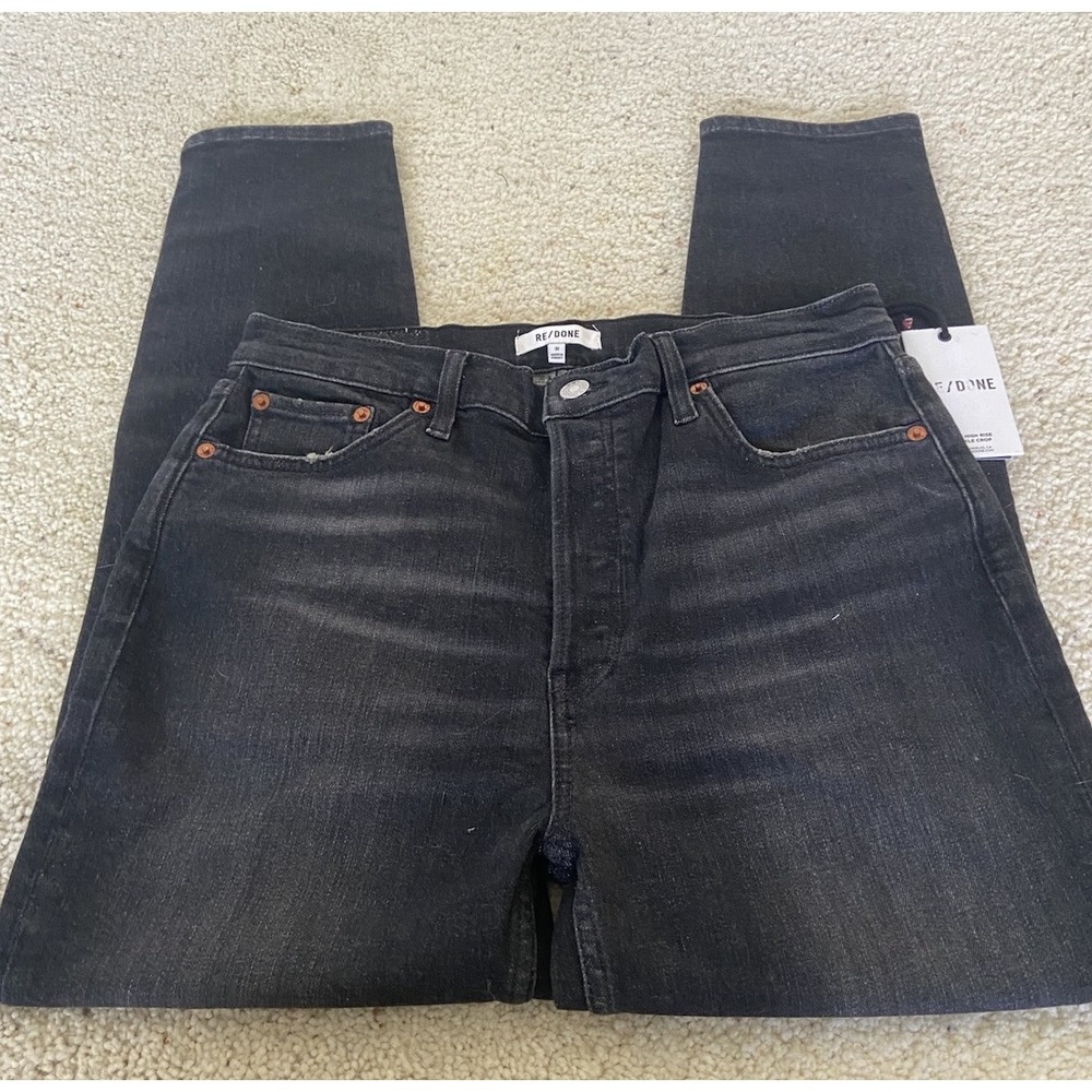 Women's Re/Done Black 31 -90s High Rise Ankle‎ Crop Jeans-Size 31-New With Tags - Picture 2 of 8